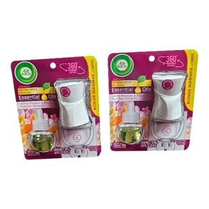 🌸🍈Air Wick Essential Oils Plug In Starter Kit 2 Pack White Flowers Melon NWT